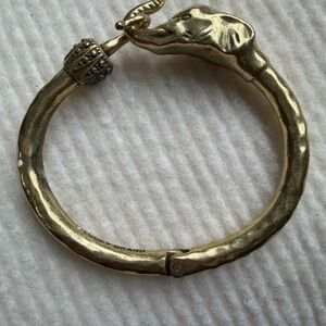 Lucky Brand Gold Elephant Hinged Bangle Bracelet
